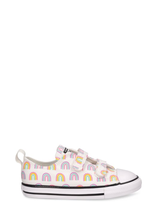 Converse: Sneakers à scratch en toile imprimé arc-en-ciel - Blanc - kids-girls_0 | Luisa Via Roma