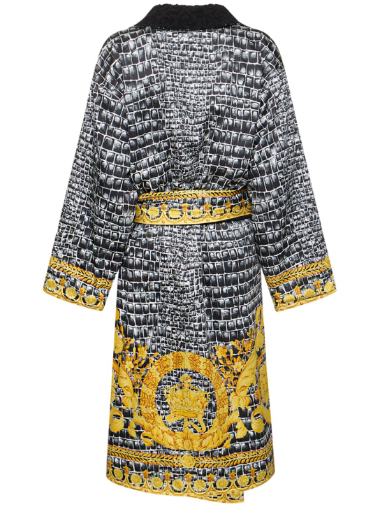 Versace: Heritage printed bathrobe - Gold/Black - ecraft_1 | Luisa Via Roma