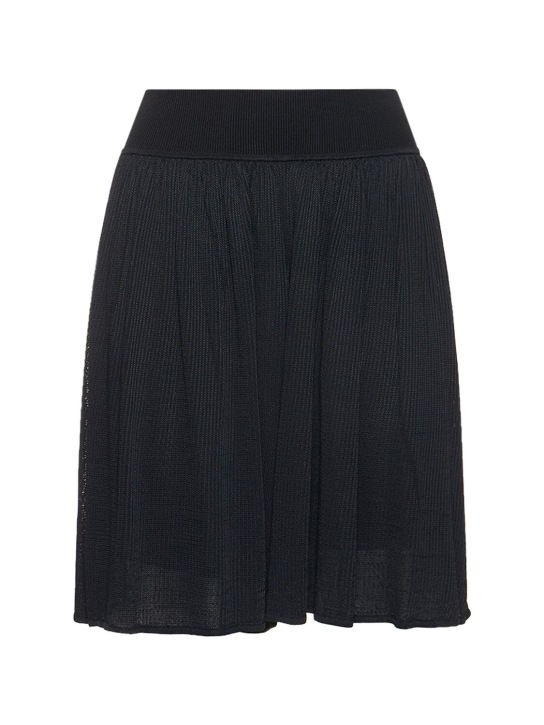 Tory Burch: Shorts in maglia di viscosa - Nero - women_0 | Luisa Via Roma