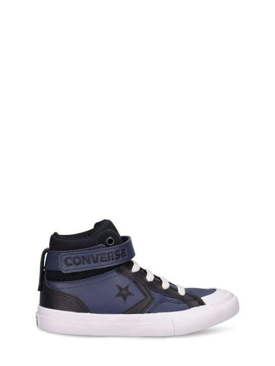 Converse: Pro Blaze leather lace-up sneakers - Siyah/Lacivert - kids-boys_0 | Luisa Via Roma