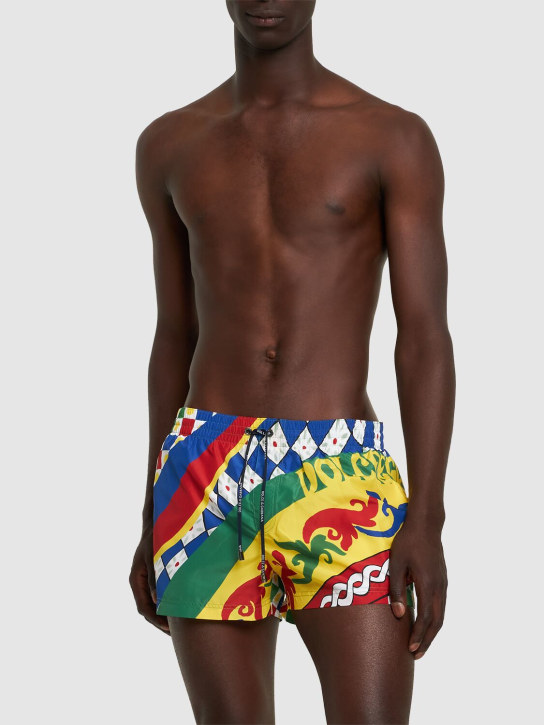 Dolce&Gabbana: Bañador shorts de nylon estampado - Multicolor - men_1 | Luisa Via Roma