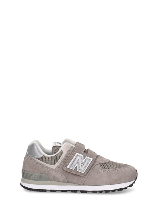 New Balance: 574 Faux leather sneakers - Grey - kids-boys_0 | Luisa Via Roma