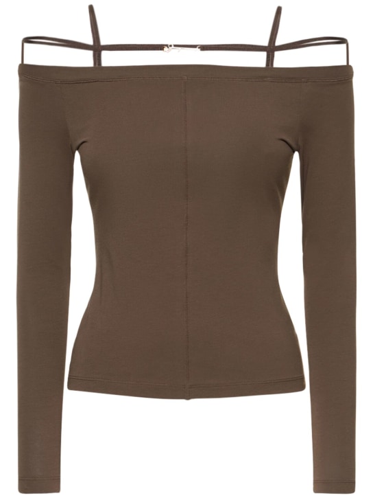 Jacquemus: Le Tshirt Sierra cotton jersey top - Brown - women_0 | Luisa Via Roma
