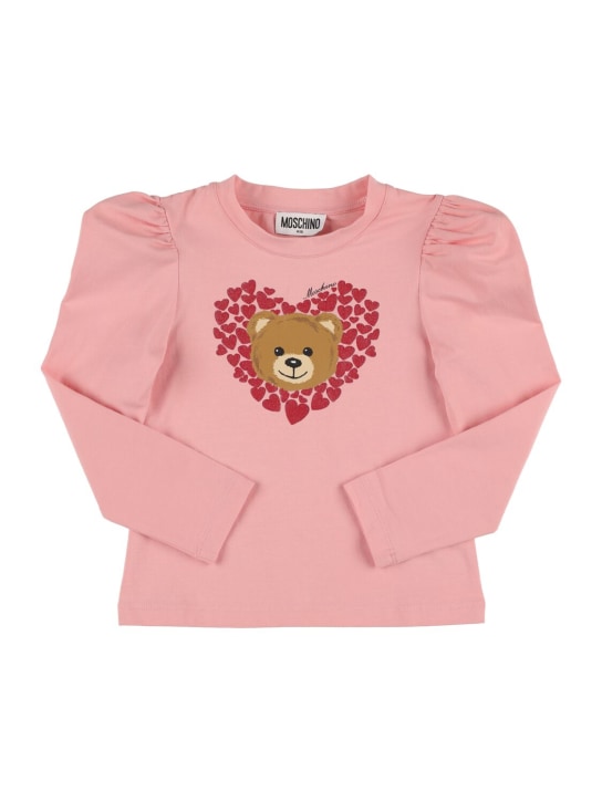 Moschino: Camiseta de jersey de algodón estampada - kids-girls_0 | Luisa Via Roma