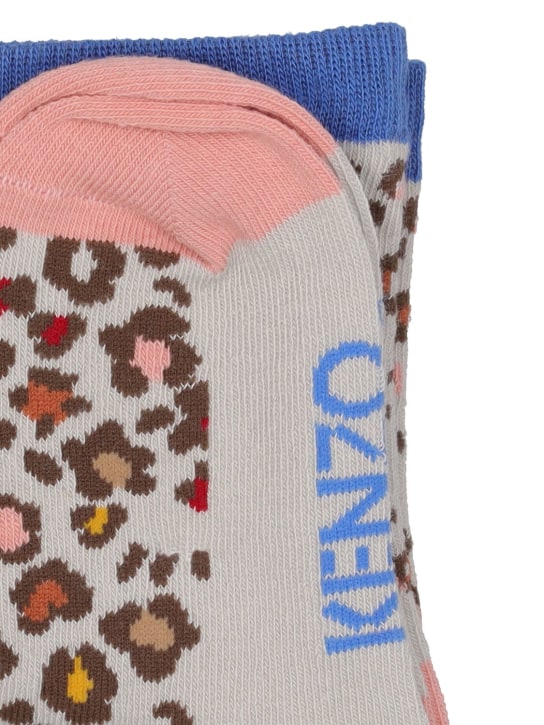 Kenzo Kids: Chaussettes en maille de coton mélangé à logo - Multicolore - kids-girls_1 | Luisa Via Roma
