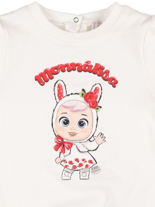 Monnalisa: Vestido mini de felpa de mezcla de algodón - Blanco Opaco - kids-girls_1 | Luisa Via Roma