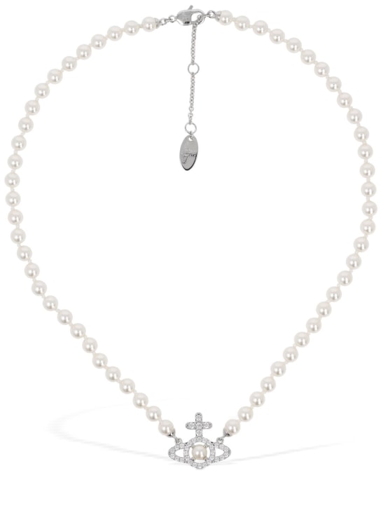 Vivienne Westwood: Collier en fausses perles Olympia - Cream/Silver - women_0 | Luisa Via Roma