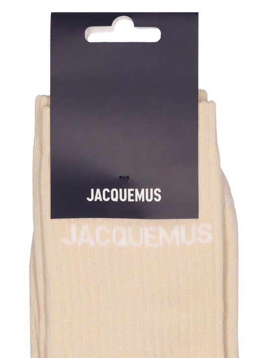 Jacquemus: Calcetines Les Chaussettes de algodón - Light Beige 2 - men_1 | Luisa Via Roma