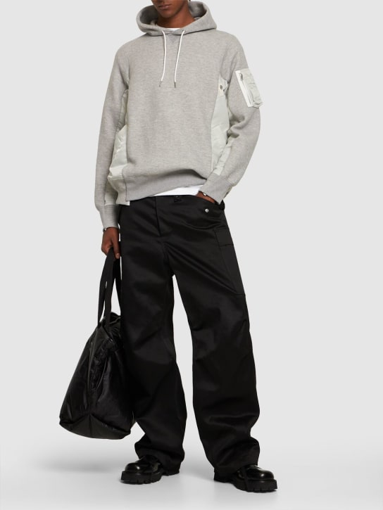 Sacai: Cotton blend hoodie - Light Grey - men_1 | Luisa Via Roma
