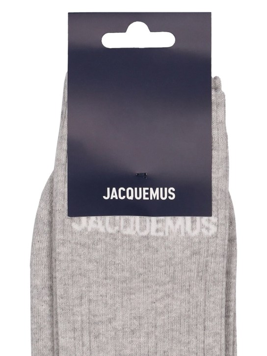 Jacquemus: Les Chaussettes cotton blend socks - Grey - men_1 | Luisa Via Roma