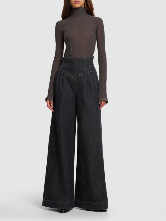 Bite Studios: Girdle organic cotton denim jeans - Grey - women_1 | Luisa Via Roma