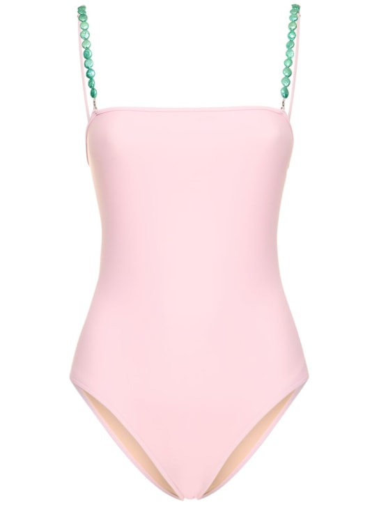 Dolla Paris: Lola one piece swimsuit w/beaded straps - 핑크 - women_0 | Luisa Via Roma