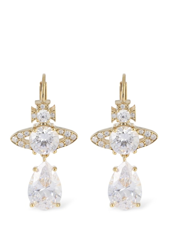 Vivienne Westwood: Ismene drop crystal earrings - Gold/Crystal - women_0 | Luisa Via Roma