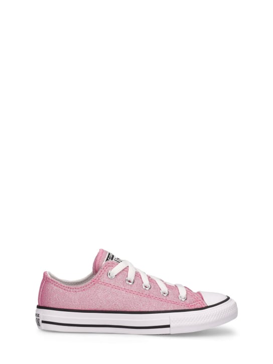 Converse: Glitter canvas lace-up sneakers - kids-girls_0 | Luisa Via Roma