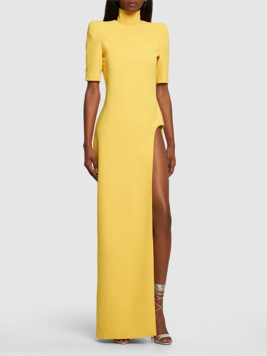 Mônot: Vestito collo alto in crepe - Giallo - women_1 | Luisa Via Roma