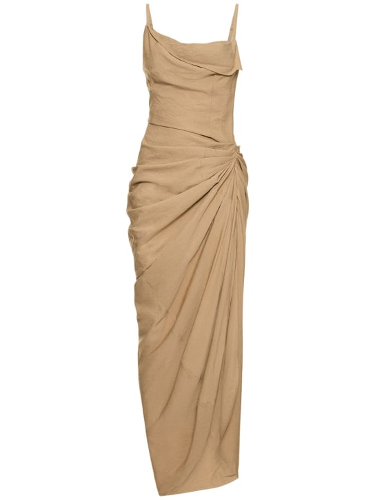 Jacquemus: La Robe Saudade crepe long dress - Beige - women_0 | Luisa Via Roma