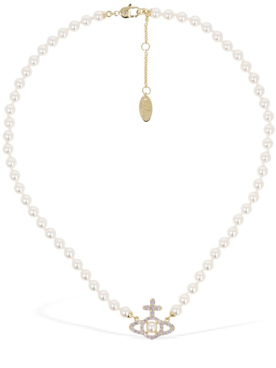 Vivienne Westwood: Olympia faux pearl collar necklace - Cream/Gold - women_0 | Luisa Via Roma