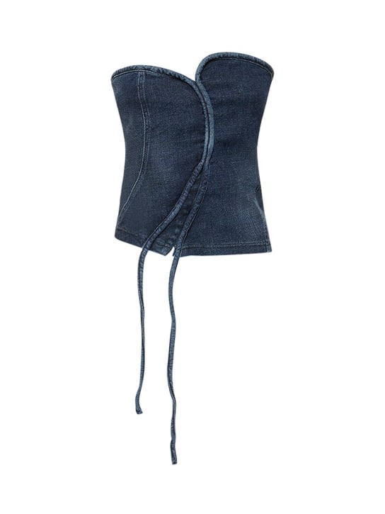 Ottolinger: Haut corset en denim technique mélangé - Bleu - women_0 | Luisa Via Roma
