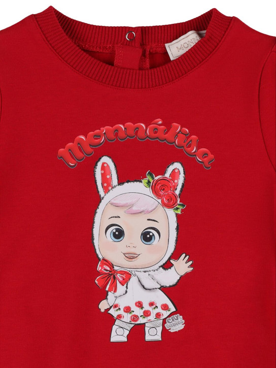 Monnalisa: Cotton blend sweat dress - Kırmızı - kids-girls_1 | Luisa Via Roma