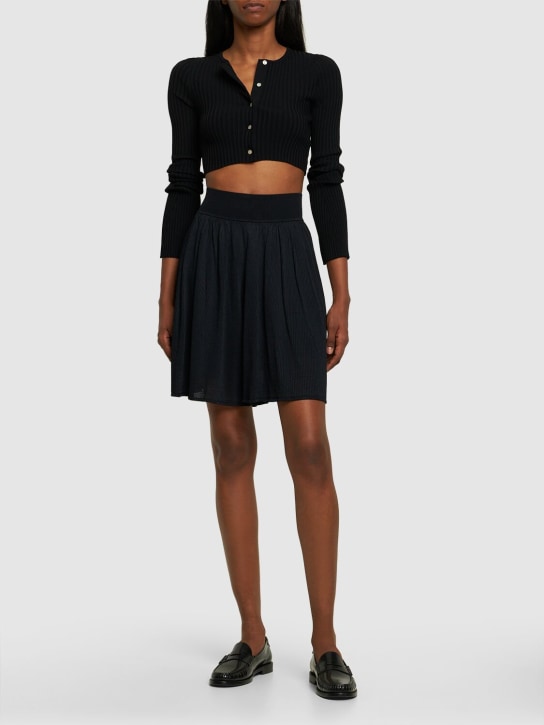 Tory Burch: Shorts in maglia di viscosa - Nero - women_1 | Luisa Via Roma