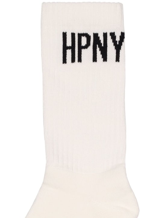 Heron Preston: HPNY cotton blend long socks - White/Black - men_1 | Luisa Via Roma