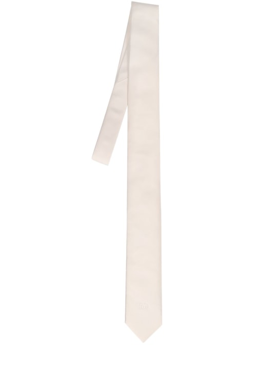 Dolce&Gabbana: Logo silk tie - Beyaz - men_0 | Luisa Via Roma