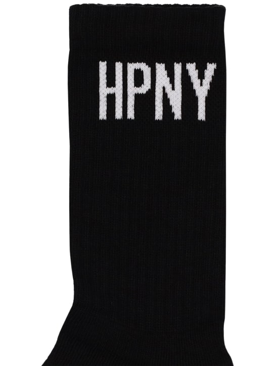 Heron Preston: HPNY cotton blend long socks - Siyah/Beyaz - men_1 | Luisa Via Roma