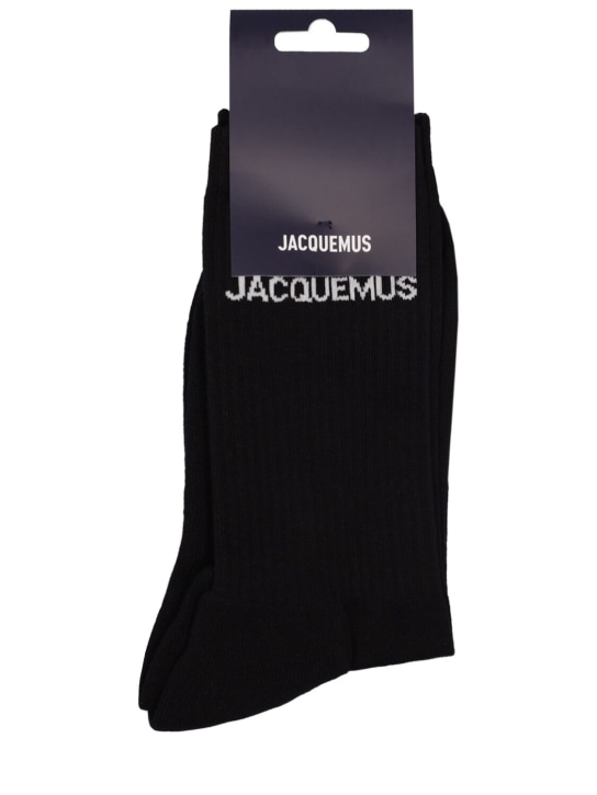 Jacquemus: Les Chaussettes コットンブレンドソックス - ブラック - men_0 | Luisa Via Roma