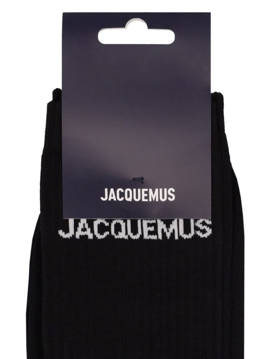 Jacquemus: Chaussettes en coton mélangé Les Chaussettes - Noir - men_1 | Luisa Via Roma