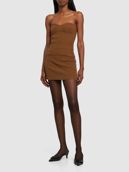 Wardrobe.nyc: Minigonna in maglia di cotone stretch - Marrone - women_1 | Luisa Via Roma