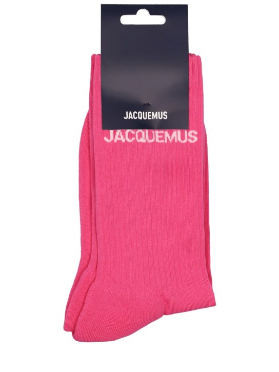Jacquemus: Calcetines Les Chaussettes de algodón - Rosa Oscuro - men_0 | Luisa Via Roma