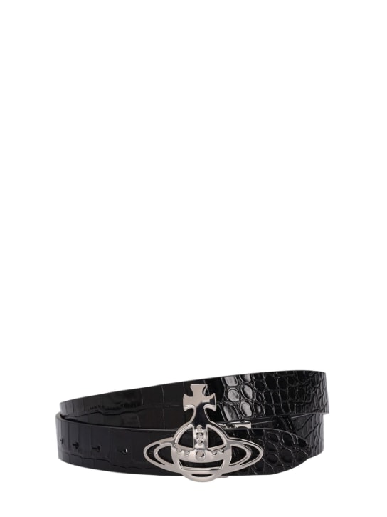 Orb Buckle Leather Belt in Black - Vivienne Westwood