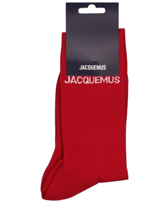 Jacquemus: Les Chaussettes cotton blend socks - Kırmızı - men_0 | Luisa Via Roma