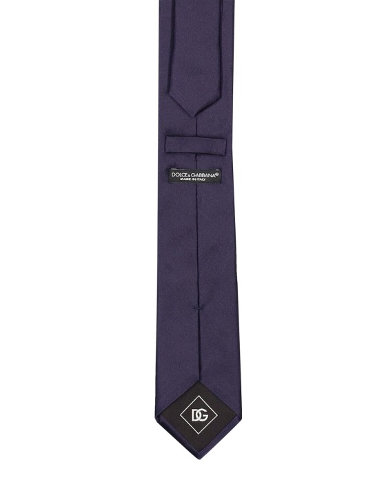 Dolce&Gabbana: Cravatta in seta con logo - Blu - men_1 | Luisa Via Roma