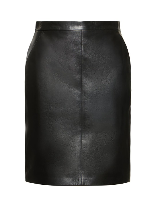 Saint Laurent: Leather pencil skirt - Black - women_0 | Luisa Via Roma