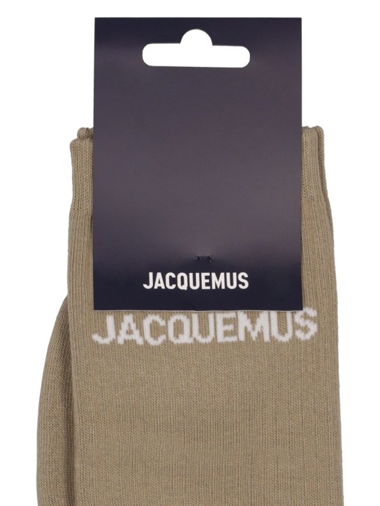 Jacquemus: Les Chaussettes cotton blend socks - Light Khaki - men_1 | Luisa Via Roma