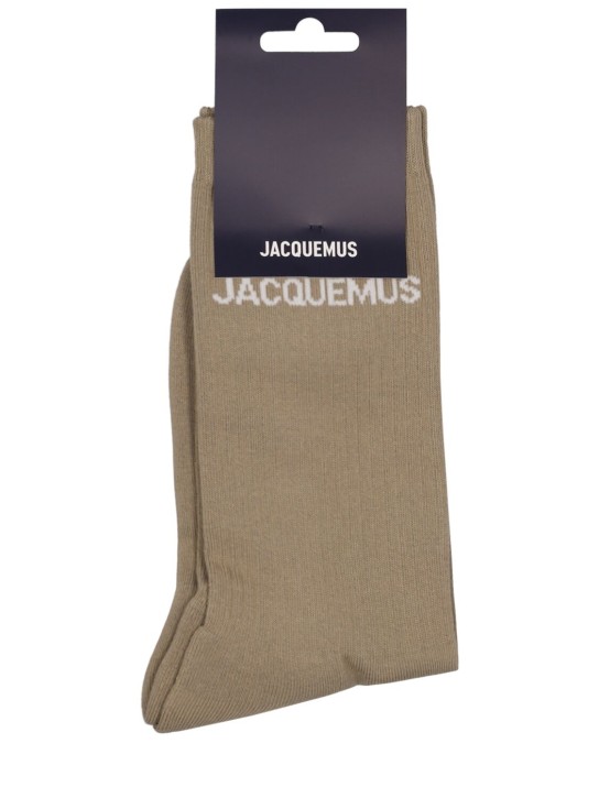 Jacquemus: Les Chaussettes cotton blend socks - Açık Haki - men_0 | Luisa Via Roma