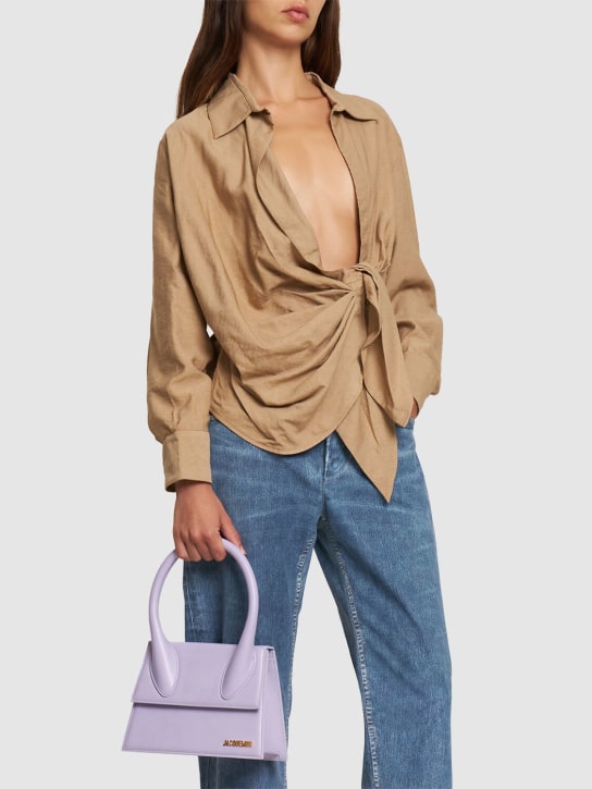 Jacquemus: Le Grand Chiquito leather top handle bag - Leylak Rengi - women_1 | Luisa Via Roma