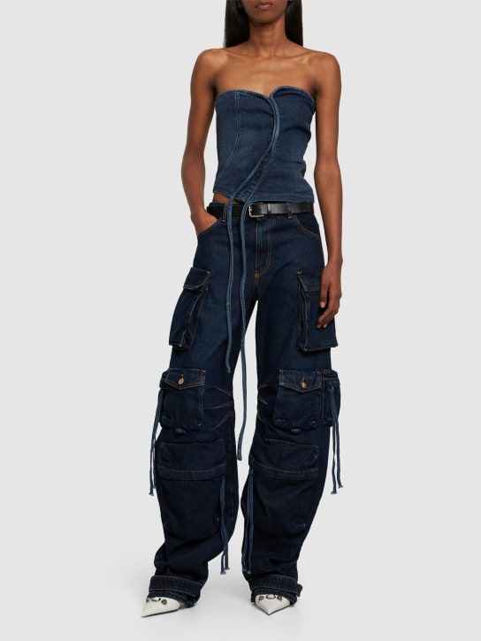 The Attico: Jeans cargo de denim de algodón - Azul - women_1 | Luisa Via Roma
