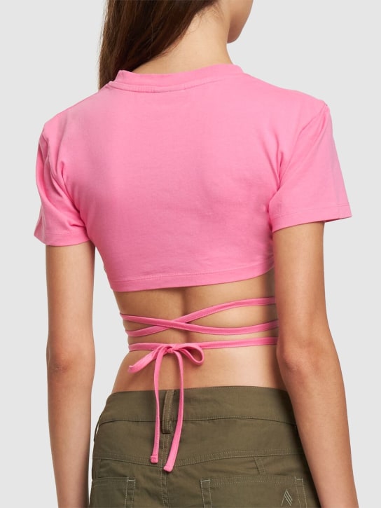 Jacquemus: Le Tshirt Baci棉质系带短款上衣 - 粉色 - women_2 | Luisa Via Roma
