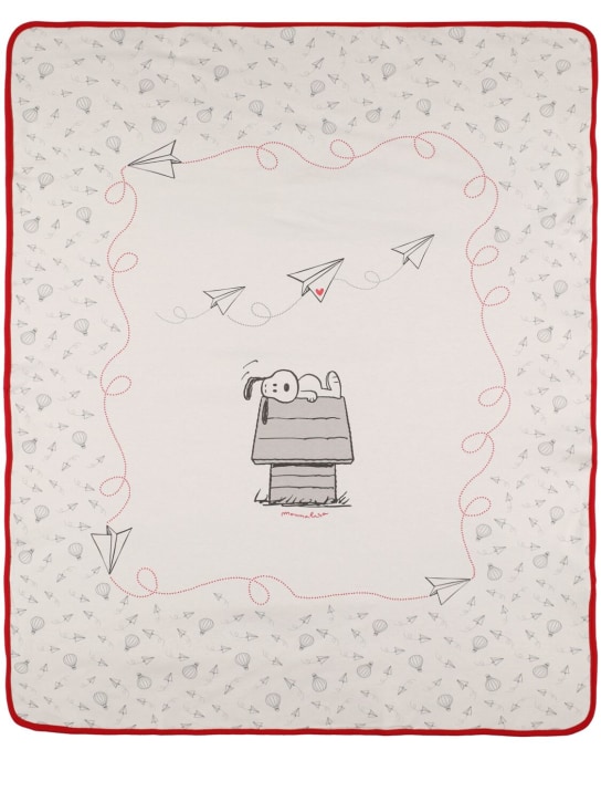 Monnalisa: Snoopy print cotton interlock blanket - White/Grey - kids-boys_0 | Luisa Via Roma