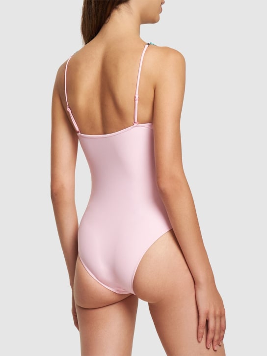 Dolla Paris: Lola one piece swimsuit w/beaded straps - 핑크 - women_1 | Luisa Via Roma
