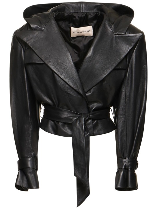 Alexandre Vauthier: Hooded leather jacket - women_0 | Luisa Via Roma