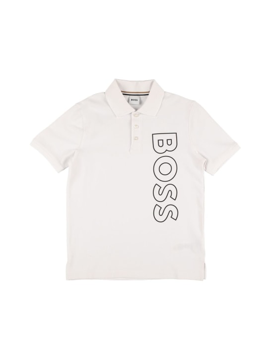 Boss: Polo in piqué con logo gommato - kids-boys_0 | Luisa Via Roma