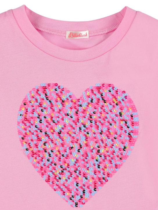Billieblush: T-shirt in jersey di cotone con paillettes - Rosa - kids-girls_1 | Luisa Via Roma