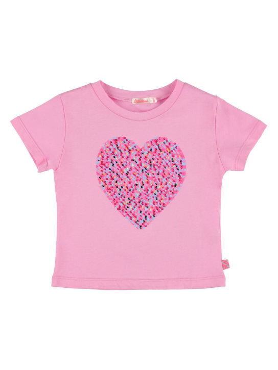 Billieblush: T-shirt in jersey di cotone con paillettes - Rosa - kids-girls_0 | Luisa Via Roma