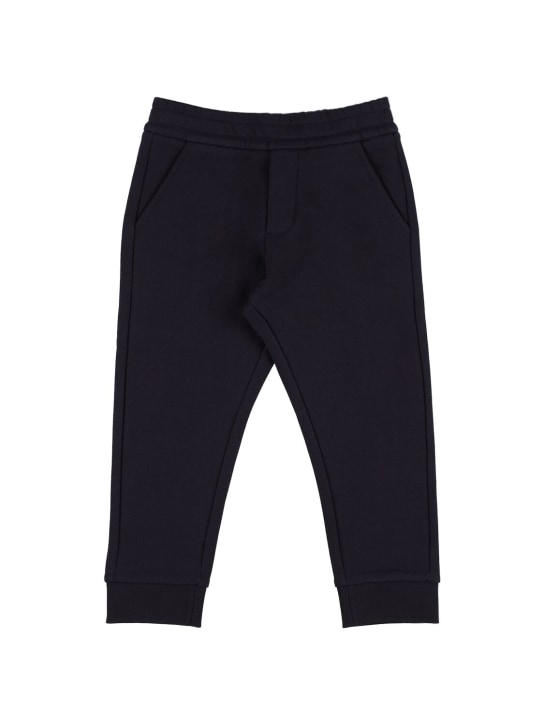 Moncler: Brushed cotton sweatpants - Navy - kids-boys_0 | Luisa Via Roma