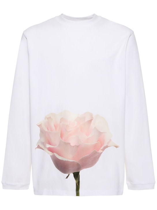 Jacquemus: Le Tshirt Rosine printed cotton t-shirt - Big Rose White - men_0 | Luisa Via Roma
