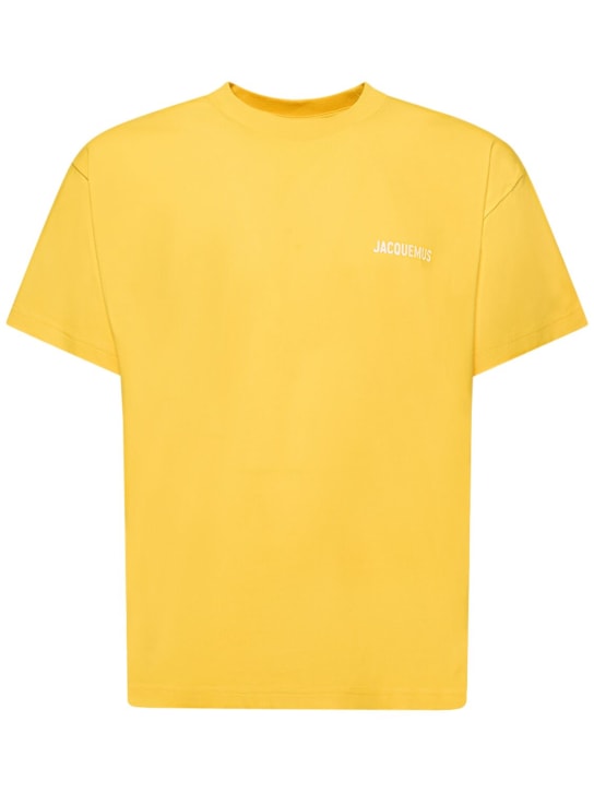 Jacquemus: T-Shirt aus Baumwolle „Le Double Tshirt“ - Gelb - men_0 | Luisa Via Roma