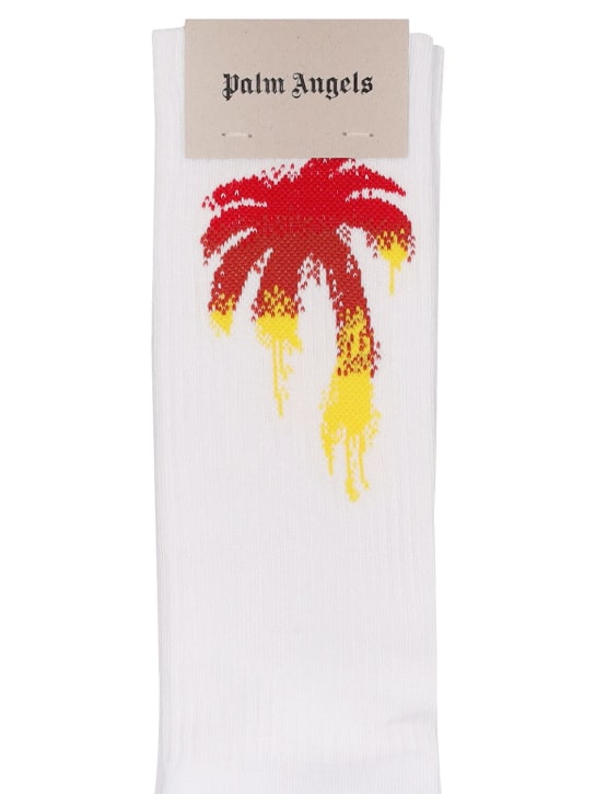 Palm Angels: Gradient Palm cotton blend socks - men_1 | Luisa Via Roma